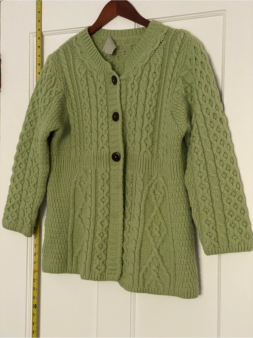 Aran Sweater Market Irish cable knit Green Cardigan